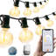 50 pi. Guirlandes lumineuses d'extérieur à DEL intelligentes, application Smart Life, fonctionne avec Alexa, assistant Google, IFTTT, accessoires de patio d'extérieur à intensité variable synchronisés avec les lumières musicales