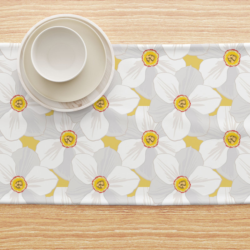 Mackin Large Petal Flowers Table Runner 12"x72", 108" L x 14" W