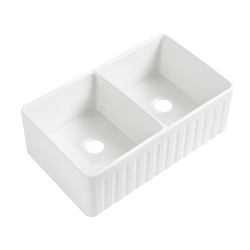 Évier de cuisine 33 po x 20 po - chaleur, égratignure rouille, profondeur de cuve interne de 10 po avec grille et crépine à finition double cuve