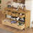 Retro Console Table with 3 Storage Drawers, Entryway Table with 3 Water Hyacinth Woven Baskets-995185352