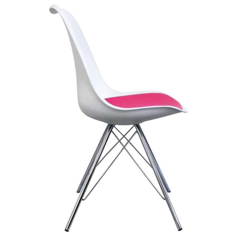 Topeka 45cm H Upholstered Side Chair, White/Hot Pink