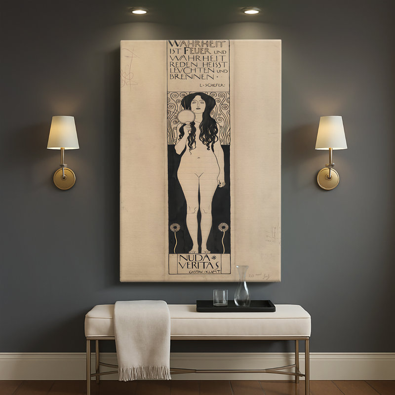 Vérité nue (Nuda Veritas) - Toile tendue sur châssis par Gustav Klimt, 40 po x 60 po