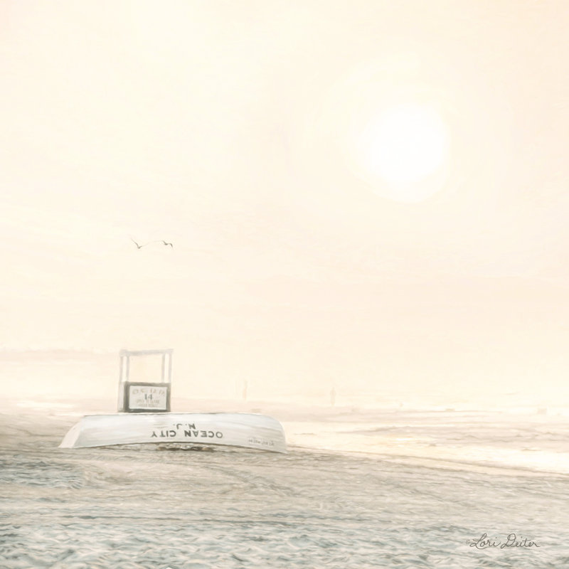 «Bleached Beach» par Lori Deiter - reproduction, H 12 po x l 12 po, Toile tendue