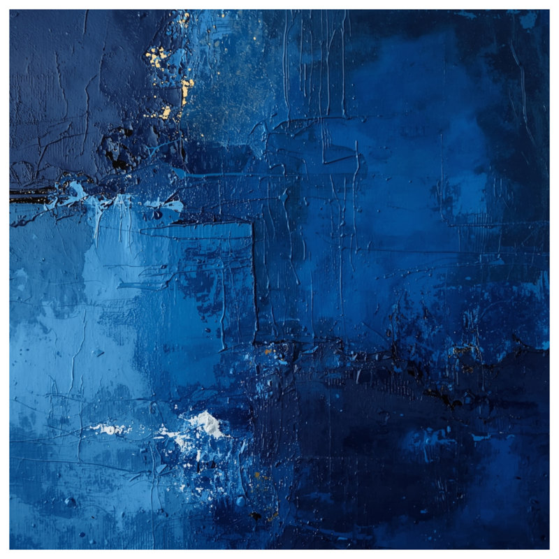 Tapisserie murale texturée bleue abstraite - Décoration murale abstraite, H 50 po x l 60 po avec 4 œillets
