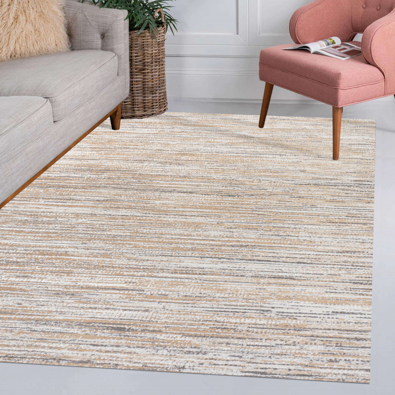Loom Modern Strie' Beige/Gray Rug, Rectangle 3' x 5'