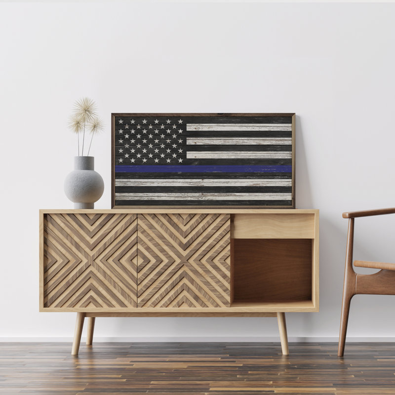 Flag Blue Line, 8" H x 16" W x 1" D