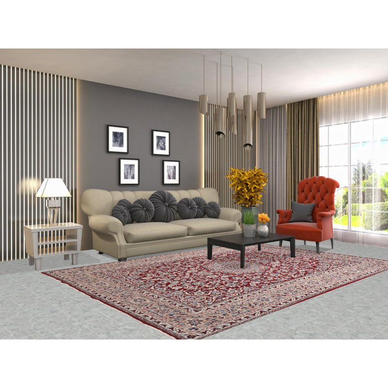Tapis traditionnel turc à motif floral 7 x 10