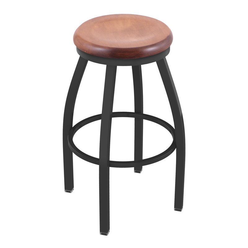802 Misha Swivel Bar Stool, Pewter, Medium Oak, Extra Tall (36" Seat Height)