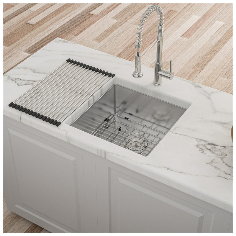 17 Inch Undermount Sink - 17"X19"X10" 16 Gauge Single Bowl Kitchen Sink 10 Inch Deep Bar/Prep Sink Basin