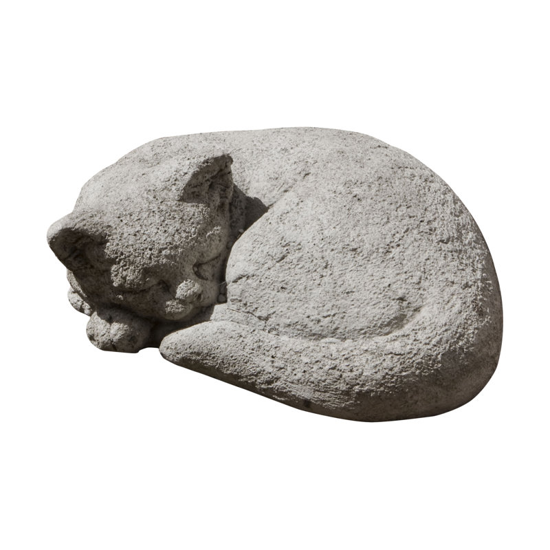 Small Curled Cat Statue, Graystone
