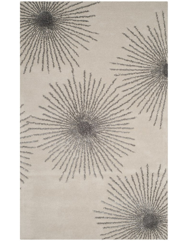 Amier Hand Tufted Wool And Viscose Abstract Rug, Rectangle 3'6" x 5'6"