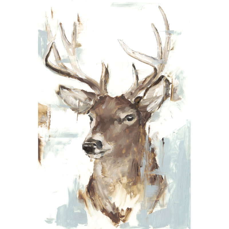 «Modern Deer Mount II» par Ethan Harper, reproduction d'art sur toile, H 12 po x l 8 po, Toile tendue