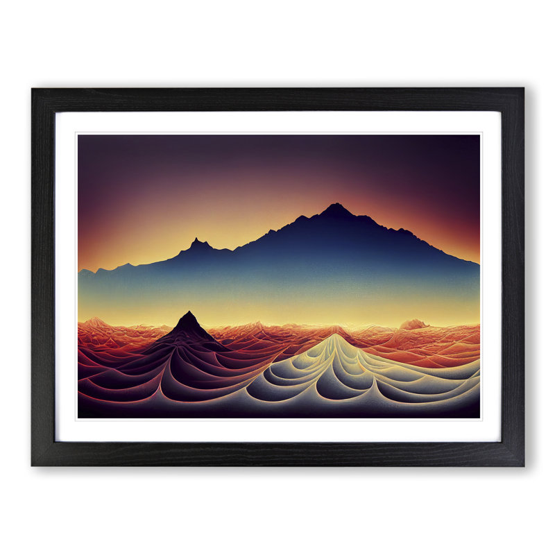 Exclusive Mountain Landscape - Single Picture Frame Painting, Black, 46cm H x 64cm W x 2cm D