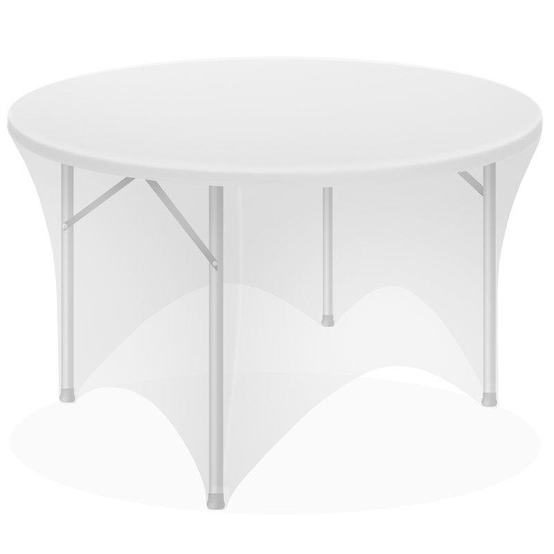 Round Spandex Tablecloth, Stretch Fitted Table Cover, White, 72" x 72"