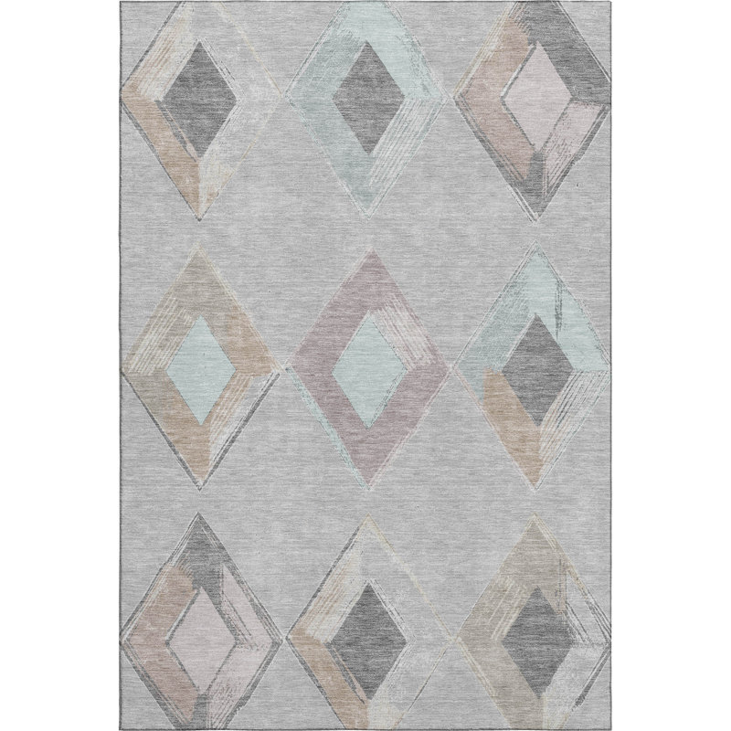 Premium Machine Washable Ansley Geometric Rug, Rectangle 10' x 14'