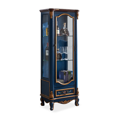 Blue Solid + Manufactured Wood+Glass Display Cases
