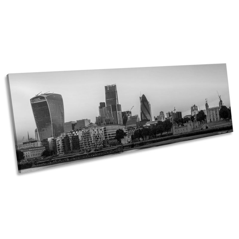 London Sunset City Skyline - Wrapped Canvas Panoramic Print, 60.96cm H x 182.88cm W x 4cm D