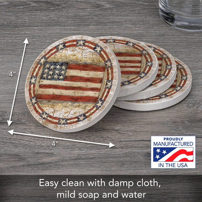 Americana 4-Pack Natural Sandstone Coasters