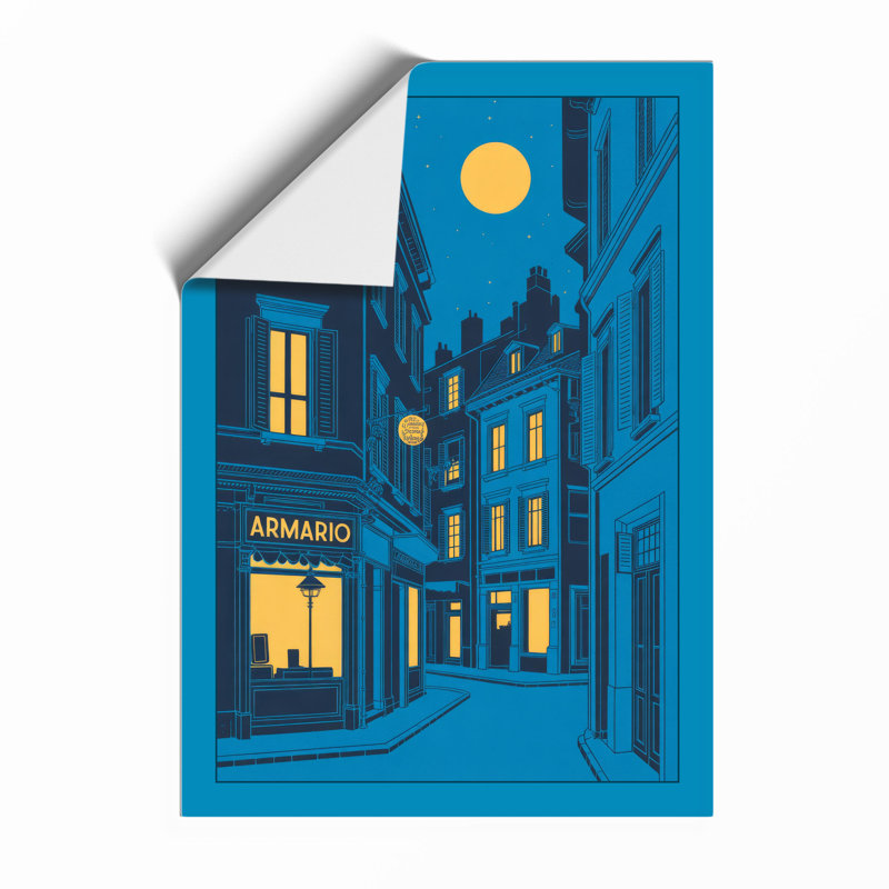Moonlit Urban Street Modern - Print, Unframed, A2 - 59.4 x 42.0 cm