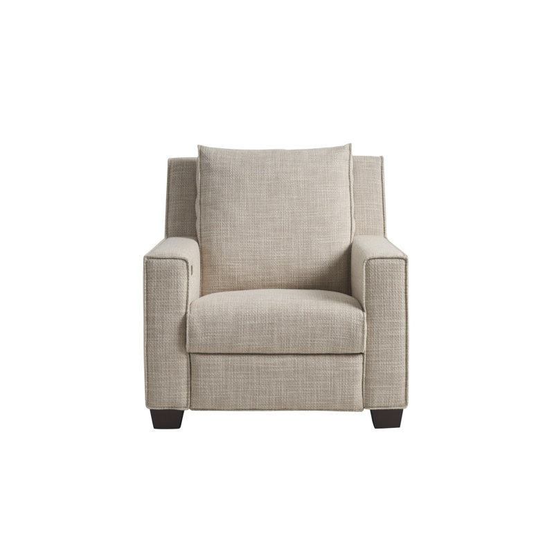 Beige Crypton Upholstered Solid Wood Recliner