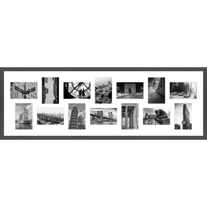 Lachyna Wood Picture Frame with Mat, Dark Grey