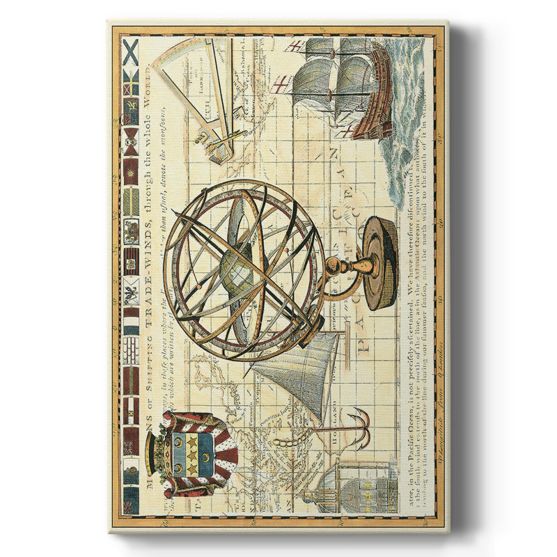 «Nautical Map I», impression sur toile tendue, L 8 po x H 12 po