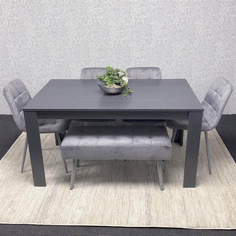 Savarna 6 - Person Dining Set, 75cm H x 140cm L x 80cm W, Charcoal