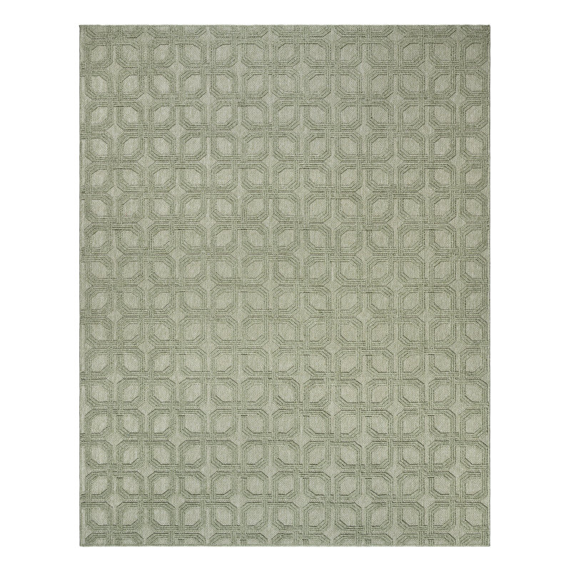 High-Low Loop Pile Indoor Area Rug, Light Sage Green Modern Geometric Polyester Rug for Living Room & Bedroom – Nylah Haley