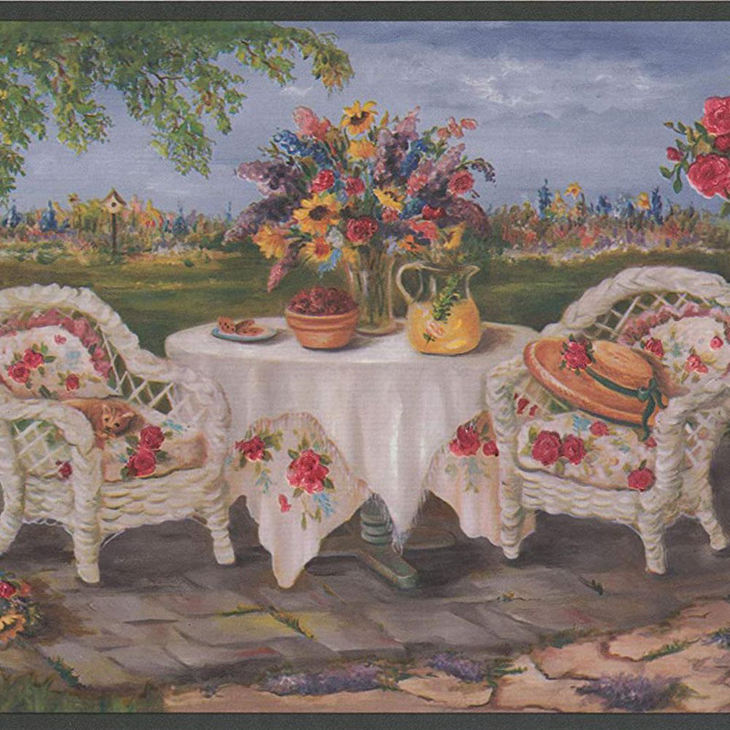 Bordure de papier peint L 15 pi x l 10,25 po Mariscal Garden