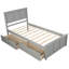 Lit plateforme simple avec 2 tiroirs et roulettes, bois massif et bois massif-832663714