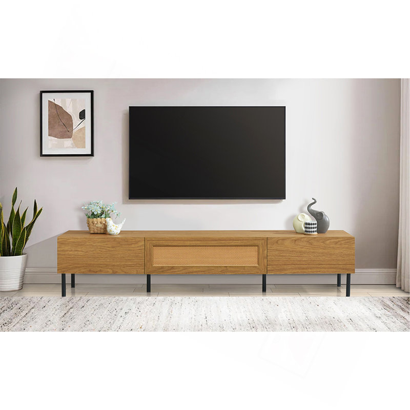 Boho TV Stand For Tvs Up To 80'' , Modern Farmhouse Media Console, Entertainment Center With Metal Legs, TV Cabinet For Living Room, Home Theatre