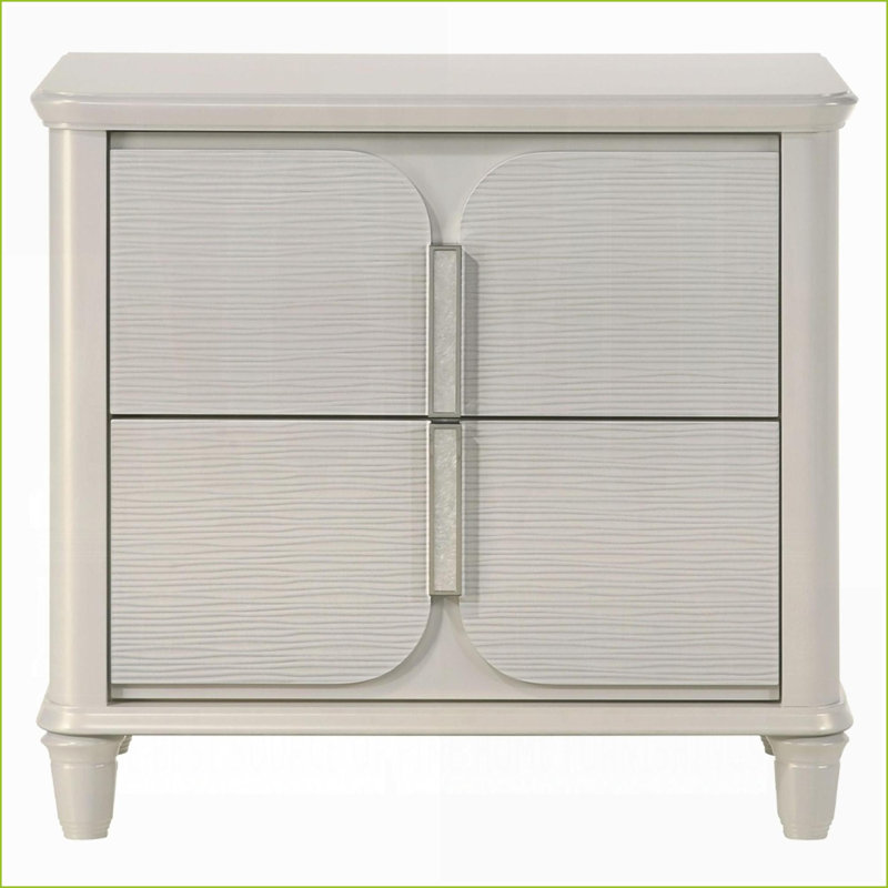 Table de chevet 2 tiroirs Pearl White