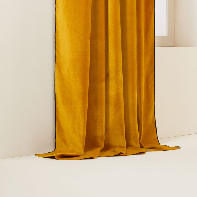 Dario Room Darkening Curtain Single Panel, 140cm x 280cm, Ochre
