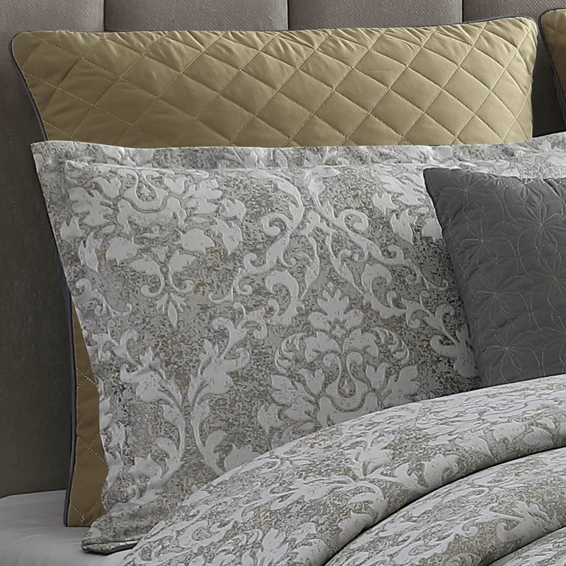 Lantana Gray and Gold 9-Piece Queen Comforter Set