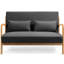 Chaise de loisirs Modern 2 avec pieds en bois massif, rembourrage en éponge, tissu de lin, accoudoirs et éponge de couleur gris foncé, gris respirant, aspect