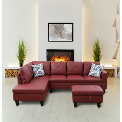 Andelina Faux Leather L-Shaped Sectional