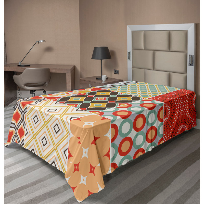 Ambesonne Nature Top Flat Sheet Glisten Fish Sunlight, Twin XL Flat Sheet, Multicolor Patchwork