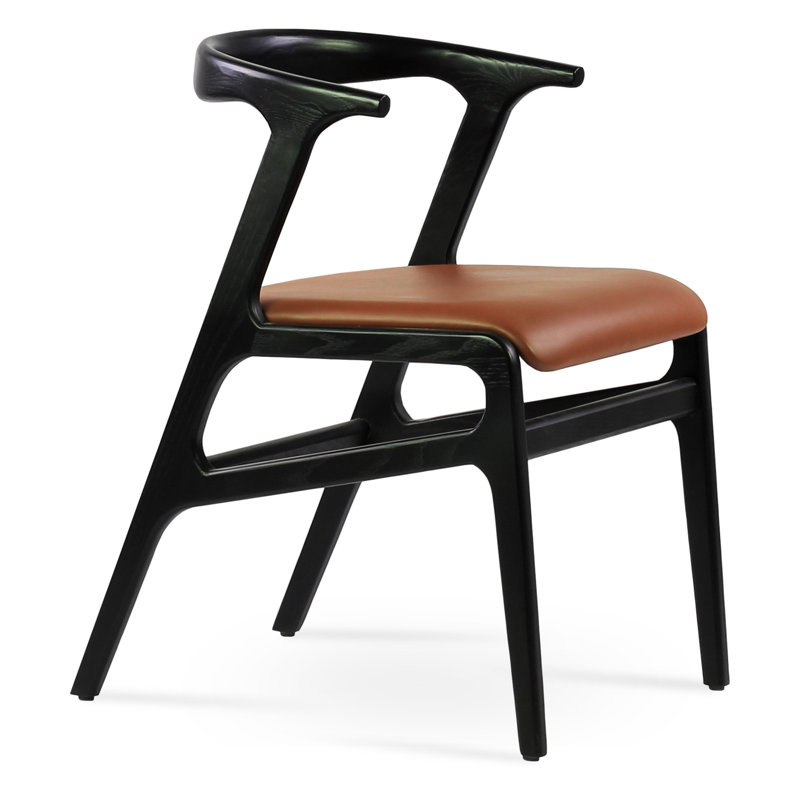 Chaise avec accoudoirs en bois de frêne Morelato, Noisette