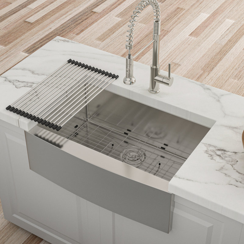 27 Inch Farmhouse Kitchen Sink - 27"X21"X10" Stainless Steel Apron Front Farmhouse Sink 10 Inch Deep 16 Gauge Single Bowl Kitchen Sink Basin