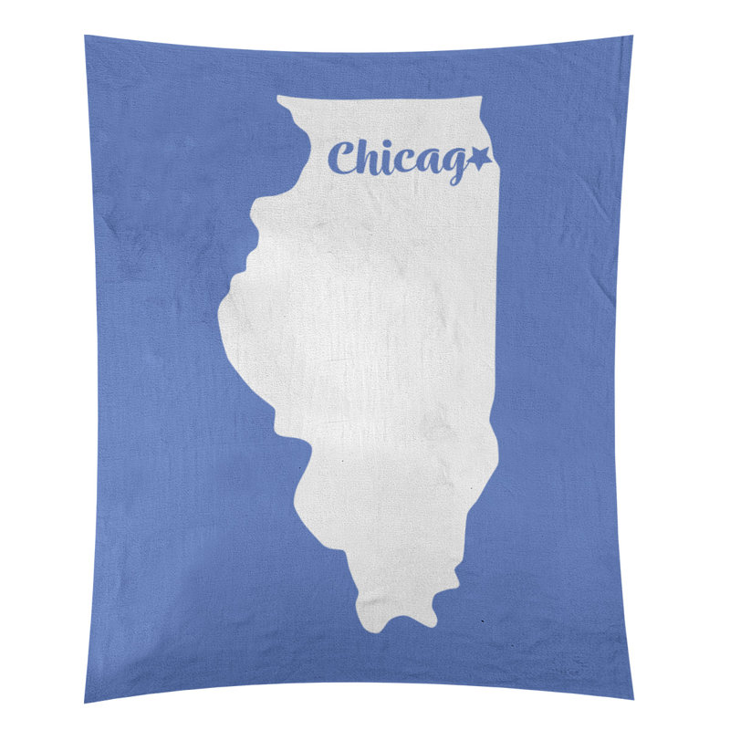 Tapisserie de Chicago, Illinois, H 104 po x l 88 po, Bleu