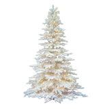 Flocked White Spruce 9' H Lighted Artificial Spruce Christmas Tree