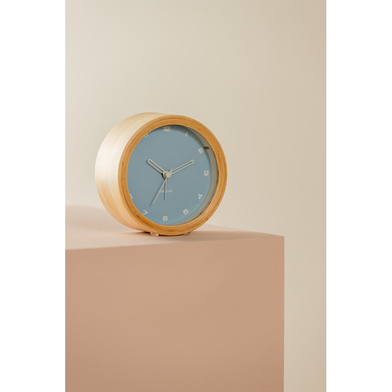 Wood Mechanical Alarm Tabletop Clock, Blue