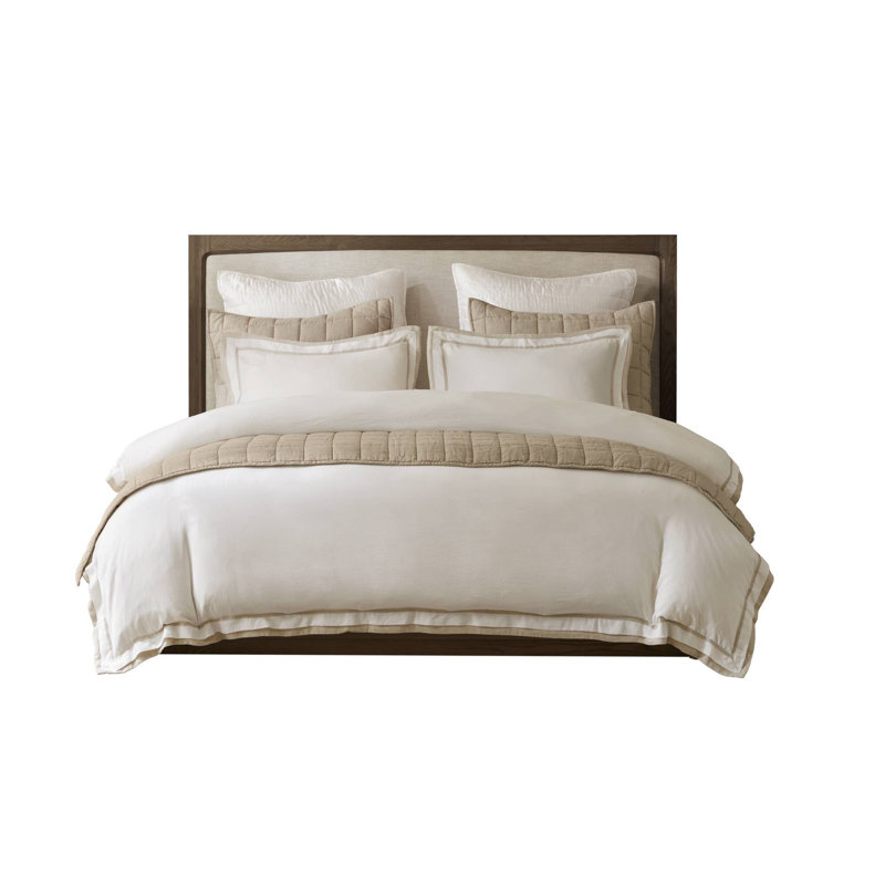 Premium Breathable Bedding Sets, King Size Linen Blend, Modern Neutral Design For Home Comfort