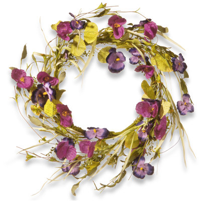 22" Poppy and Pansy Wreath