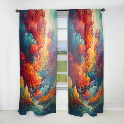 Presber - Vagues de couleur arc-en-ciel dans le ciel II - Rideau de velours traditionnel - obscurcissant - 1 panneau