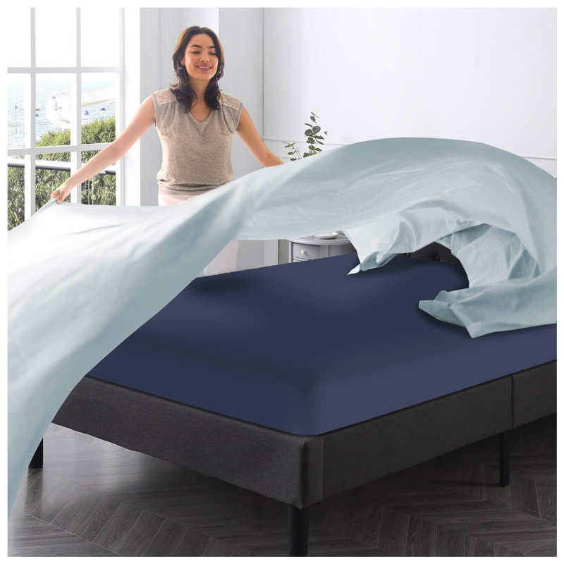 Diamond Fitted Sheet, Single (3'), Navy