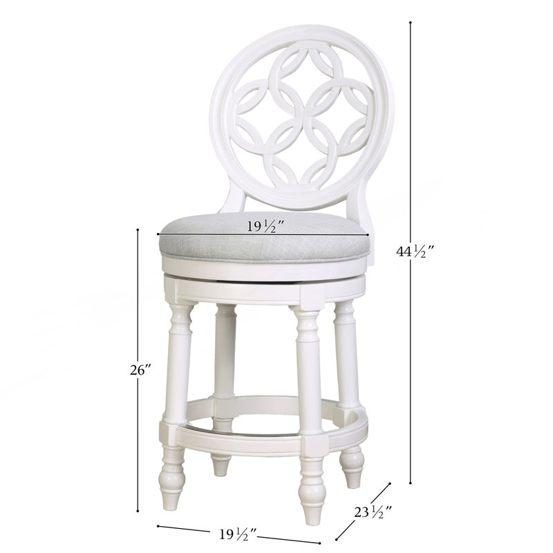 Tabouret 1PC avec dossier et siège pivotant rembourré, Blanc, 26
