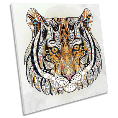 Tiger Face Geometric - Wrapped Canvas Print