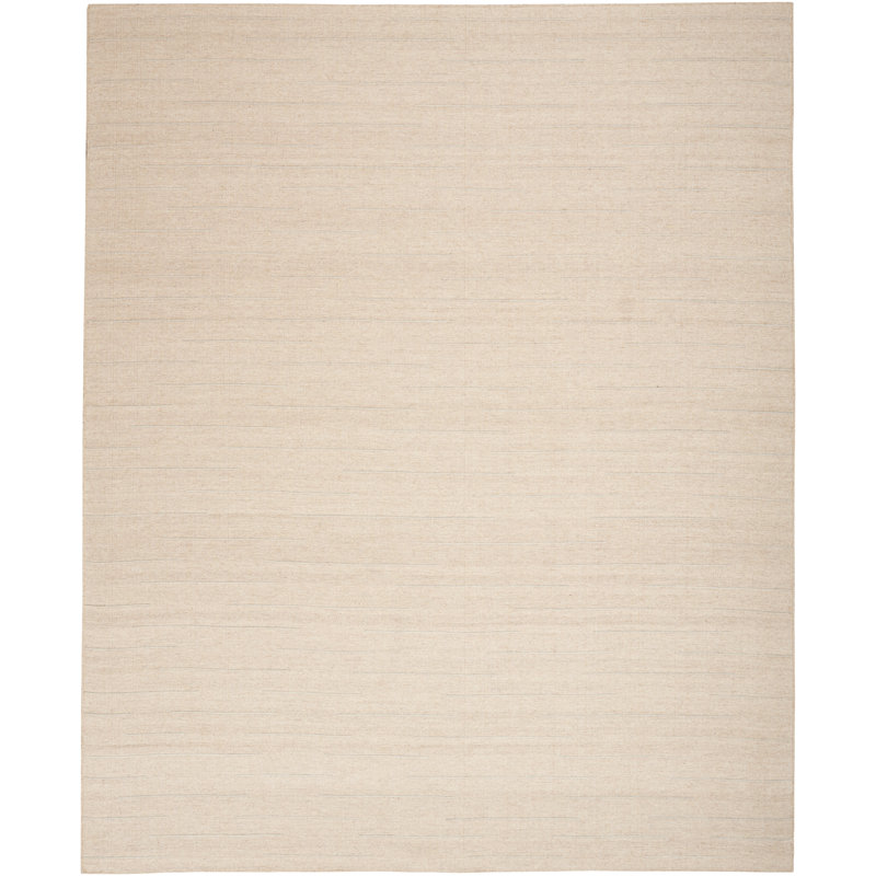 Anerinda Solid Hand Loomed Wool/Cotton Area Rug in Beige, Rectangle 5'3" x 7'5"