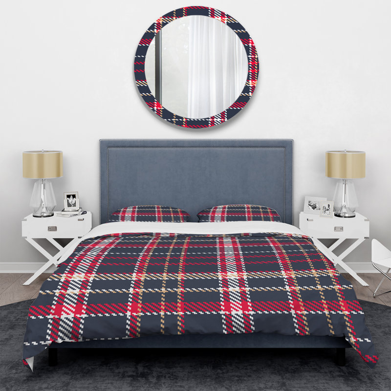 Ensemble de housse de couette en microfibre gris foncé / rouge 3 pièces
